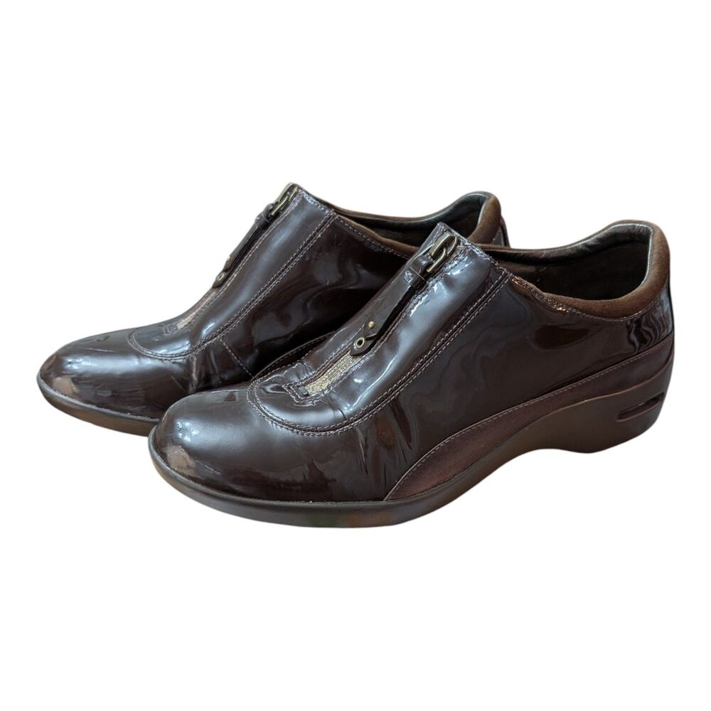 Cole Haan Air Luna Waterproof  Shoes Women 7.5 Patent Leather Slip On Clog Brown